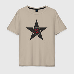 Футболка оверсайз мужская Black star USSR, цвет: миндальный