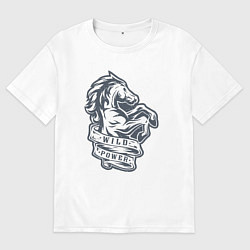 Футболка оверсайз мужская Мустанг - дикая энергия, цвет: белый