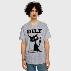 Футболка оверсайз мужская DILF damn I love felines, цвет: меланж — фото 2