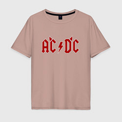 Футболка оверсайз мужская AC DC devil, цвет: пыльно-розовый