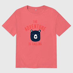 Футболка оверсайз мужская Приключения зовут, цвет: коралловый