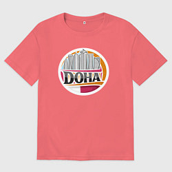 Футболка оверсайз мужская Доха, цвет: коралловый