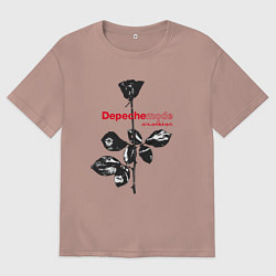 Футболка оверсайз мужская Depeche Mode - Violator black rose, цвет: пыльно-розовый