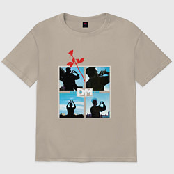 Футболка оверсайз мужская Depeche Mode world in my eyes: red rose, цвет: миндальный