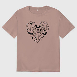 Футболка оверсайз мужская Сердце из призраков, цвет: пыльно-розовый