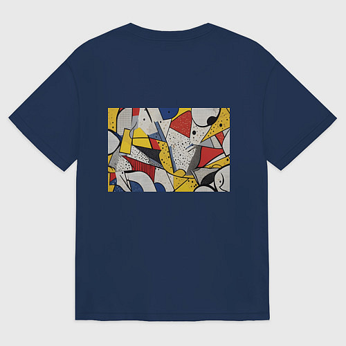 Мужская футболка оверсайз Поп-арт яркая абстракция / Тёмно-синий – фото 2