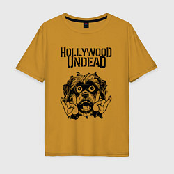 Футболка оверсайз мужская Hollywood Undead - rock dog, цвет: горчичный