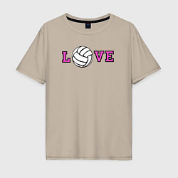 Футболка оверсайз мужская Love volley, цвет: миндальный