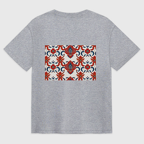 Мужская футболка оверсайз Узор красно-синий на белом фоне / Меланж – фото 2