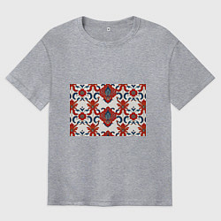 Мужская футболка оверсайз Узор красно-синий на белом фоне