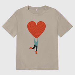 Футболка оверсайз мужская Большая любовь, цвет: миндальный