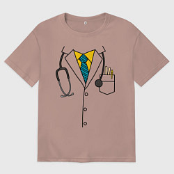 Футболка оверсайз мужская Халат врача, цвет: пыльно-розовый