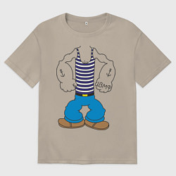 Футболка оверсайз мужская Тело морячка, цвет: миндальный