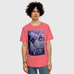 Футболка оверсайз мужская Клинок рассекающий демонов Гию Томиока, цвет: коралловый — фото 2