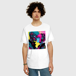 Футболка оверсайз мужская Cyber love - pop art fantasy, цвет: белый — фото 2