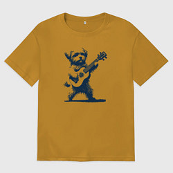 Футболка оверсайз мужская Мальтипу с гитарой укулеле, цвет: горчичный