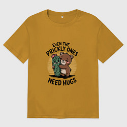 Футболка оверсайз мужская И колючки нуждаются в любви, цвет: горчичный