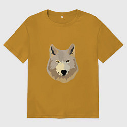 Футболка оверсайз мужская Белый волк, цвет: горчичный