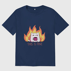 Футболка оверсайз мужская Котик в порядке, цвет: тёмно-синий