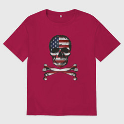 Футболка оверсайз мужская Skull USA, цвет: маджента