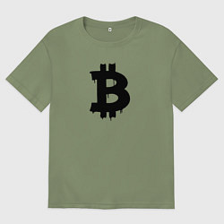 Футболка оверсайз мужская Биткоин - знак, цвет: авокадо