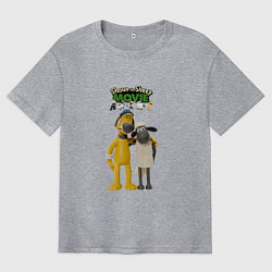 Футболка оверсайз мужская Барашек Шон с битцером, цвет: меланж