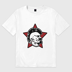 Футболка оверсайз мужская Значок - Владимир Ленин панк, цвет: белый