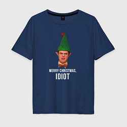 Футболка оверсайз мужская Merry Christmas idiot, цвет: тёмно-синий