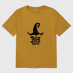 Футболка оверсайз мужская Хэллоуин - кошелек или жизнь, цвет: горчичный
