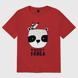 Футболка оверсайз мужская Wild panda, цвет: красный