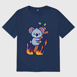 Футболка оверсайз мужская Пожар у коалы, цвет: тёмно-синий