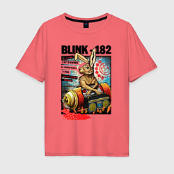 Футболка оверсайз мужская Blink 182 band, цвет: коралловый