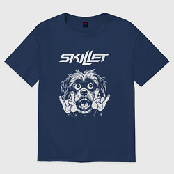 Футболка оверсайз мужская Skillet rock dog, цвет: тёмно-синий