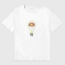 Футболка оверсайз мужская Лампочка для мозга, цвет: белый
