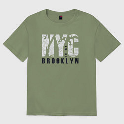 Футболка оверсайз мужская NYC - Brooklyn, цвет: авокадо