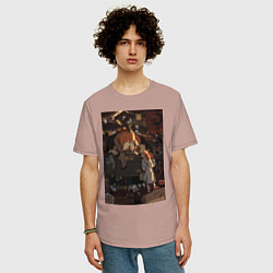 Футболка оверсайз мужская Тыква мистика, цвет: пыльно-розовый — фото 2