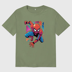 Футболка оверсайз мужская Крутой Человек-паук, цвет: авокадо