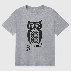 Футболка оверсайз мужская Сова на веточке, цвет: меланж