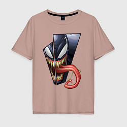 Футболка оверсайз мужская Venom with tongue sticking out, цвет: пыльно-розовый