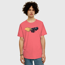 Футболка оверсайз мужская Прикосновение космоса, цвет: коралловый — фото 2