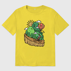 Футболка оверсайз мужская Велосипедное путешествие, цвет: желтый