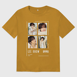 Футболка оверсайз мужская Lee know stray kids cute, цвет: горчичный