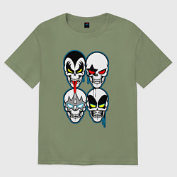 Футболка оверсайз мужская Kiss skulls, цвет: авокадо
