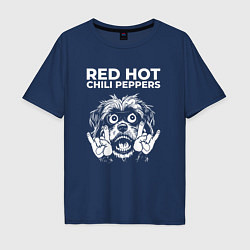 Футболка оверсайз мужская Red Hot Chili Peppers rock dog, цвет: тёмно-синий