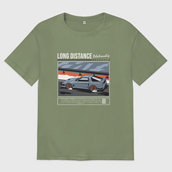 Футболка оверсайз мужская Шевроле Корвет арт, цвет: авокадо