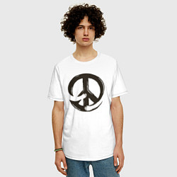 Футболка оверсайз мужская Peace hugs, цвет: белый — фото 2