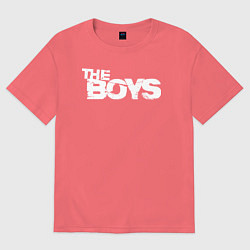 Футболка оверсайз мужская The boys logo, цвет: коралловый