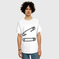 Футболка оверсайз мужская Булавки, цвет: белый — фото 2