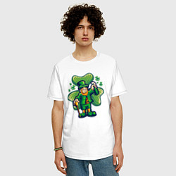 Футболка оверсайз мужская Ирландец с пивом, цвет: белый — фото 2