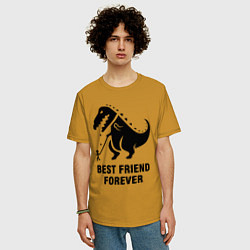 Футболка оверсайз мужская Godzilla best friend, цвет: горчичный — фото 2
